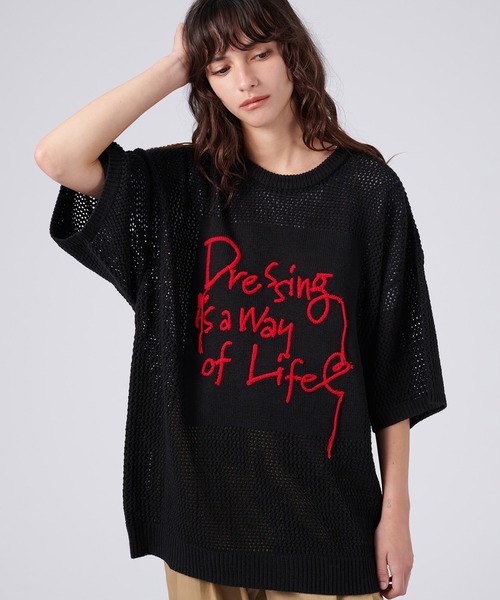 ONCILY（オンシェリー）の「HAND WRITTEN EMBROIDERY MESH KNIT