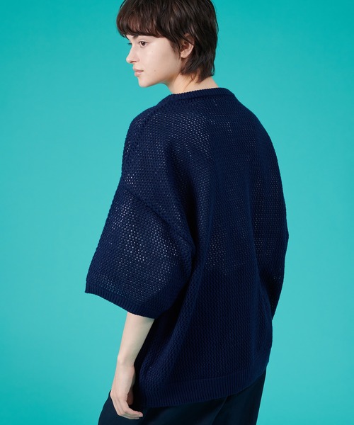 ONCILY(オンシェリー)の「HAND WRITTEN EMBROIDERY MESH KNIT / ハンドライティング刺繍メッシュニット(ニット/セーター・メンズ・ネイビー/ブラック・SMALL/MEDIUM/LARGE)」の14枚目の写真