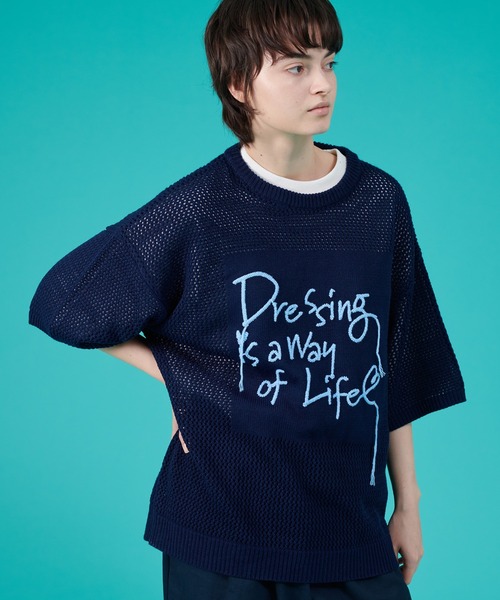 ONCILY（オンシェリー）の「HAND WRITTEN EMBROIDERY MESH KNIT