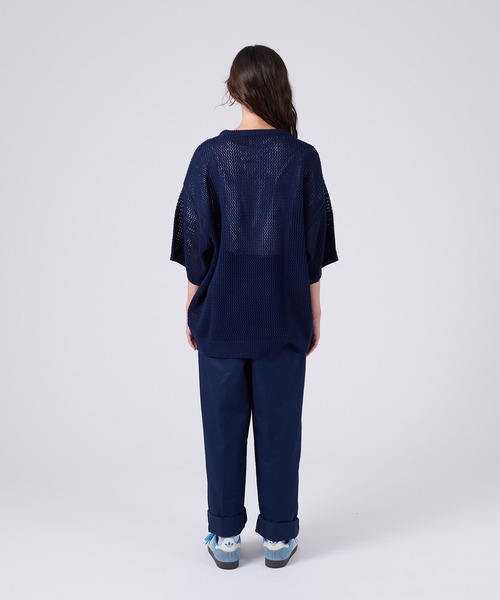 ONCILY(オンシェリー)の「HAND WRITTEN EMBROIDERY MESH KNIT / ハンドライティング刺繍メッシュニット(ニット/セーター・メンズ・ネイビー/ブラック・SMALL/MEDIUM/LARGE)」の10枚目の写真