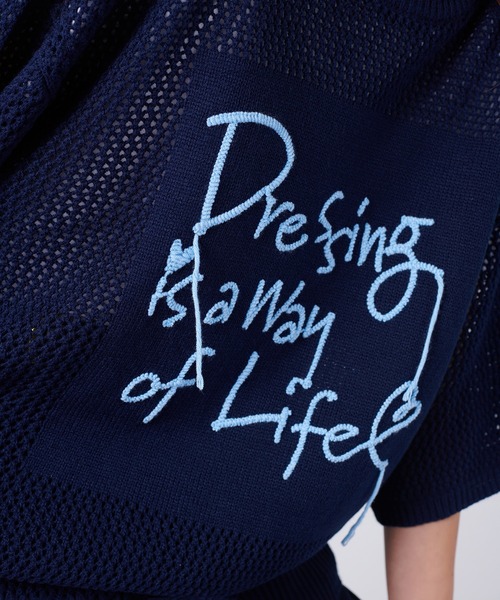 ONCILY(オンシェリー)の「HAND WRITTEN EMBROIDERY MESH KNIT / ハンドライティング刺繍メッシュニット(ニット/セーター・メンズ・ネイビー/ブラック・SMALL/MEDIUM/LARGE)」の18枚目の写真