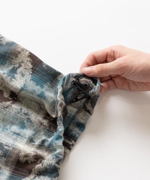 WISH FOR EVER（ウィッシュフォーエバー）の「DRAW CODE FRINGE VINTAGE LIKE SHIRT/ドローコードフリンジビンテージライクシャツ（シャツ/ブラウス・メンズ・ブルー/ブラック/レッド/ブラウン・SMALL/MEDIUM/LARGE）」の14枚目の写真