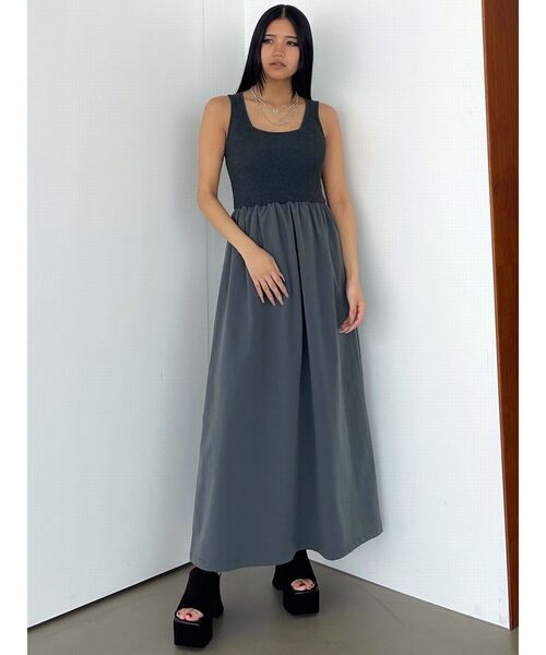 EMODA（エモダ）の「ナイロンドッキングニットワンピース（ワンピース・レディース・ホワイト/グレー/ブラック・FREE）」の21枚目の写真