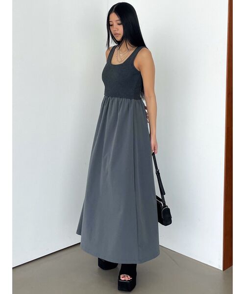 EMODA（エモダ）の「ナイロンドッキングニットワンピース（ワンピース・レディース・ホワイト/グレー/ブラック・FREE）」の20枚目の写真