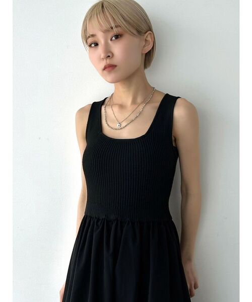 EMODA（エモダ）の「ナイロンドッキングニットワンピース（ワンピース・レディース・ホワイト/グレー/ブラック・FREE）」の15枚目の写真