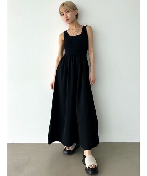 EMODA（エモダ）の「ナイロンドッキングニットワンピース（ワンピース・レディース・ホワイト/グレー/ブラック・FREE）」の14枚目の写真