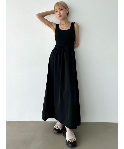 EMODA（エモダ）の「ナイロンドッキングニットワンピース（ワンピース・レディース・ホワイト/グレー/ブラック・FREE）」の13枚目の写真