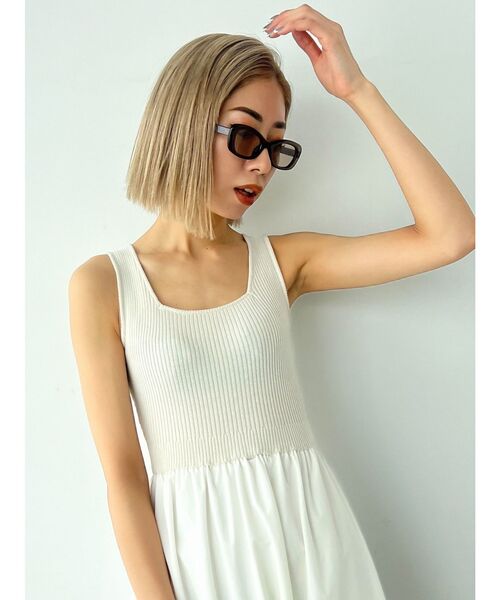 EMODA（エモダ）の「ナイロンドッキングニットワンピース（ワンピース・レディース・ホワイト/グレー/ブラック・FREE）」の10枚目の写真