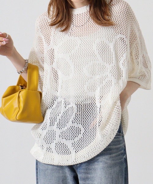 ニット セーター フラワープリントメッシュニット レディース Vin｜フラワープリントメッシュニット | Rakuten Fashion(楽天