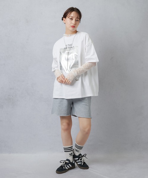 Lull（ルル）の「【Lull / ルル】花柄シアーレースカットソー（Tシャツ/カットソー・レディース・ブラック/ホワイト・ONESIZE）」の13枚目の写真