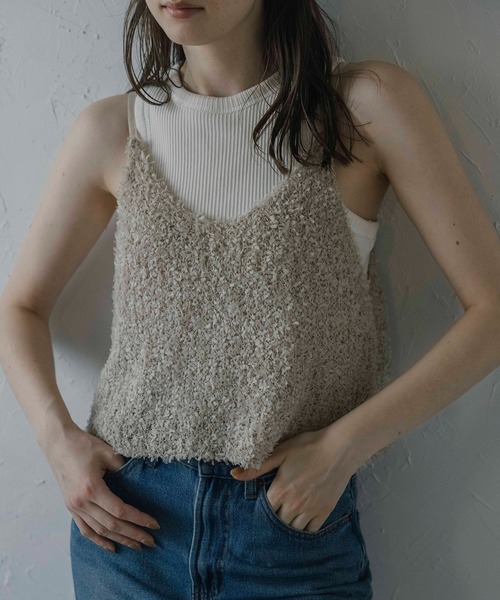 MINERTE(ミネルテ)の「【MINERTE】fringe knit camisole / フリンジニットキャミソール(キャミソール・レディース・ベージュ/オフホワイト・FREE)」の7枚目の写真