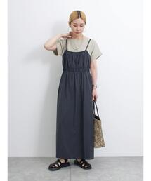 Samansa Mos2 blue | シャーリングキャミワンピース(ワンピース)