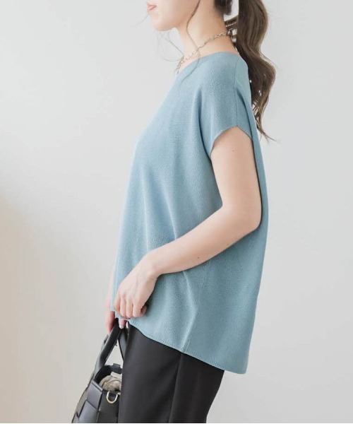 AMELY(エミリー)の「鹿の子編みサマーニットトップス(Tシャツ/カットソー・レディース・ブルー/ブラック/イエロー/グリーン/ホワイト・フリー)」の8枚目の写真