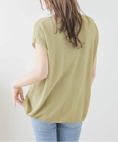 AMELY(エミリー)の「鹿の子編みサマーニットトップス(Tシャツ/カットソー・レディース・ブルー/ブラック/イエロー/グリーン/ホワイト・フリー)」の10枚目の写真