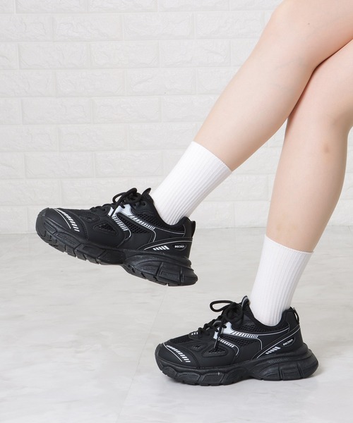 Lace Ladies（レースレディース）の「メッシュ ドッキング 配色 厚底 ダッド スニーカー（スニーカー・レディース・アイボリー/ブラック/シルバー・23.5/ 25/23/24/22.5/24.5）」の11枚目の写真