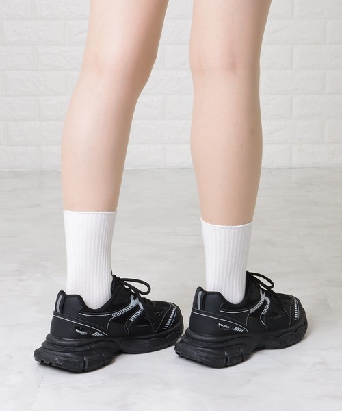 Lace Ladies（レースレディース）の「メッシュ ドッキング 配色 厚底 ダッド スニーカー（スニーカー・レディース・アイボリー/ブラック/シルバー・23.5/ 25/23/24/22.5/24.5）」の12枚目の写真