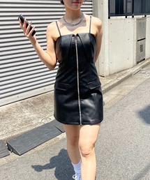 SPIRALGIRL | レザーライクフロントZIPキャミワンピース(ワンピース)
