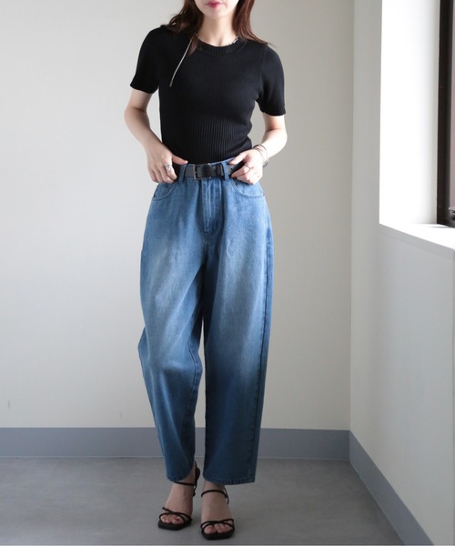 MAISON BREEZE（メゾンブリーズ）の「【MAISON BREEZE】バックポケットストレート加工デニム 223-703-3232 DTK（デニムパンツ・レディース・ブルー/ライトブルー・S/M）」の8枚目の写真