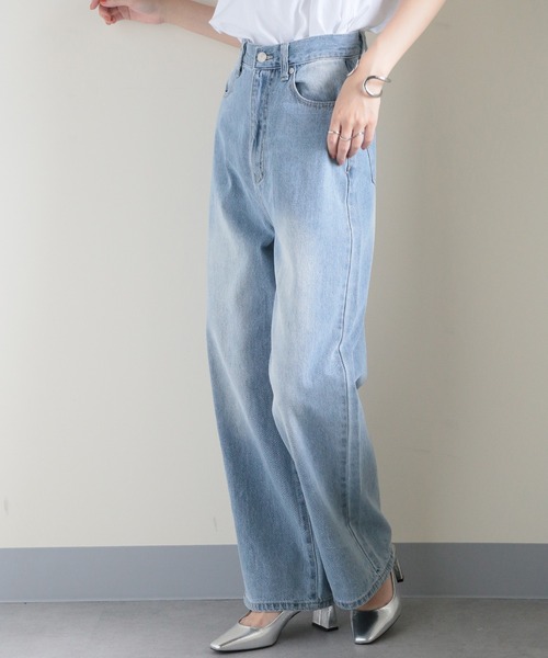 MAISON BREEZE（メゾンブリーズ）の「【MAISON BREEZE】バックポケットストレート加工デニム 223-703-3232 DTK（デニムパンツ・レディース・ブルー/ライトブルー・S/M）」の4枚目の写真