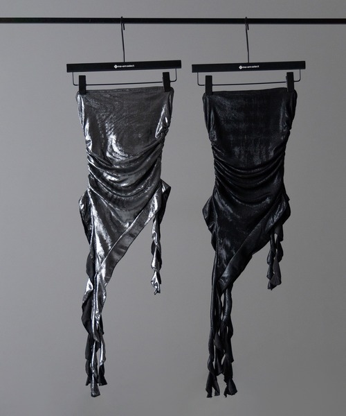 me+em select(ミームセレクト)の「※※【 2color 】アシンメトリーフリルメタリックベアトップス / asymmetry frill metallic bare tops(その他トップス・レディース・シルバー/ブラック・FREE)」の12枚目の写真