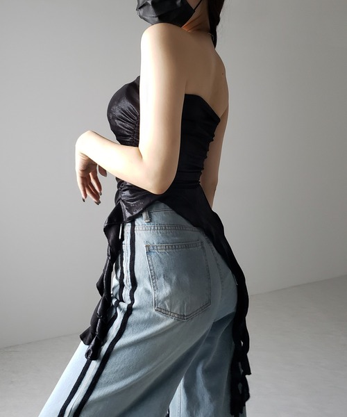 オンラインショップ セール】【 】アシンメトリーフリルメタリックベア 2color トップス