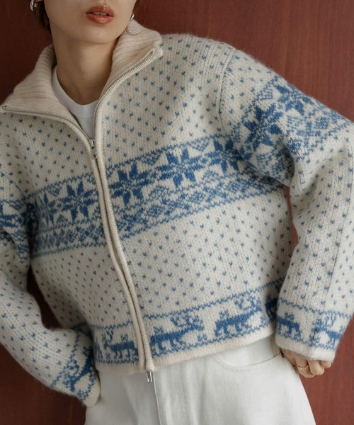 新品　タグ付き　レザレクション　総柄　ニット 優待価格[IKITSUKE]ノルディック柄ニット | KOBUNSHA SELECT