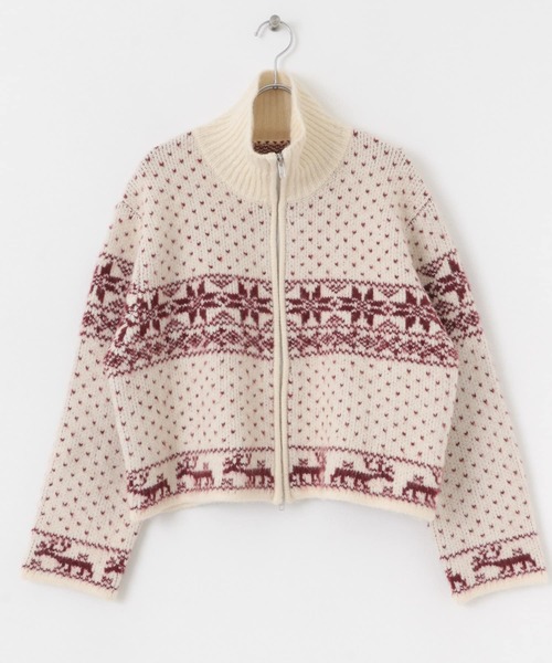 URBAN RESEARCH Sonny Label(アーバンリサーチサニーレーベル)の「ノルディック柄ブルゾンニット(ニット/セーター・レディース・オフホワイト/ブルー/レッド系その他・FREE)」の7枚目の写真