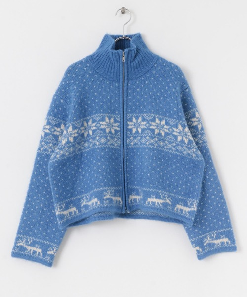 URBAN RESEARCH Sonny Label(アーバンリサーチサニーレーベル)の「ノルディック柄ブルゾンニット(ニット/セーター・レディース・オフホワイト/ブルー/レッド系その他・FREE)」の8枚目の写真