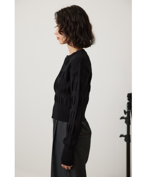 crie conforto(クリーコンフォルト)の「スモッキングリブカーデ(カーディガン/ボレロ・レディース・ベージュ/バーガンディー/ブラック/チャコールグレー・FREE)」の9枚目の写真