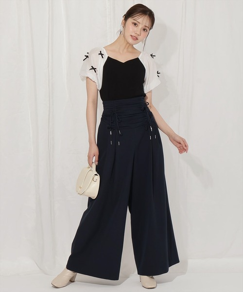 WILLSELECTION(ウィルセレクション)の「ドロスト風リボンワイドパンツ(その他パンツ・レディース・ネイビー/ピンク/チャコールグレー・SMALL/MEDIUM)」の2枚目の写真