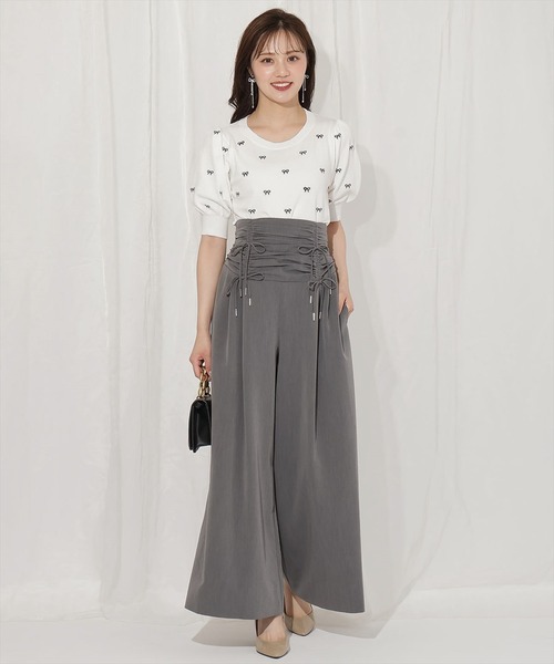 WILLSELECTION(ウィルセレクション)の「ドロスト風リボンワイドパンツ(その他パンツ・レディース・ネイビー/ピンク/チャコールグレー・SMALL/MEDIUM)」の7枚目の写真