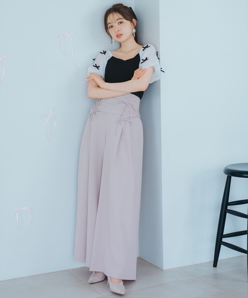 WILLSELECTION(ウィルセレクション)の「ドロスト風リボンワイドパンツ(その他パンツ・レディース・ネイビー/ピンク/チャコールグレー・SMALL/MEDIUM)」の5枚目の写真