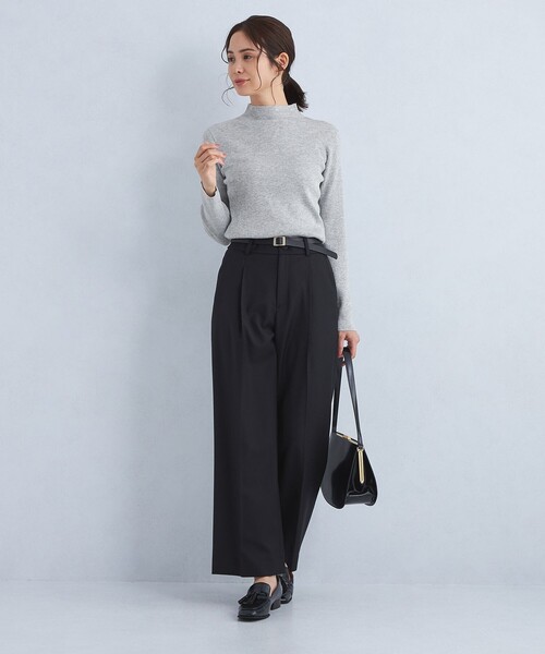 【セール】リブ ラメ ボトルネック ニット グレー -ウォッシャブル-（ニット/セーター）｜green label relaxing（グリーンレーベルリラクシング）