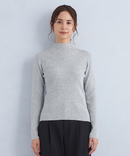 【セール】リブ ラメ ボトルネック ニット グレー -ウォッシャブル-（ニット/セーター）｜green label relaxing（グリーンレーベルリラクシング）