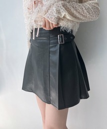 AS KNOW AS plus | ◇フェイクレザー ベルト付きプリーツミニスカート(スカート)
