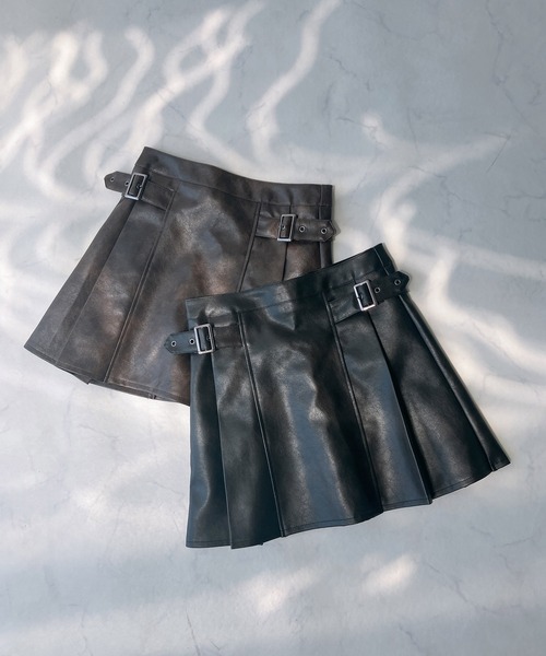 AS KNOW AS plus（アズノゥアズプラス）の「◇フェイクレザー ベルト付きプリーツミニスカート（スカート・レディース・ブラック系/ブラウン系・FREE）」の20枚目の写真