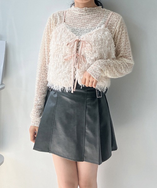 AS KNOW AS plus（アズノゥアズプラス）の「◇フェイクレザー ベルト付きプリーツミニスカート（スカート・レディース・ブラック系/ブラウン系・FREE）」の13枚目の写真