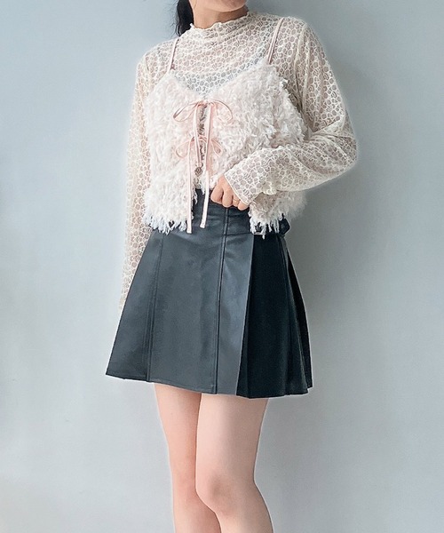 AS KNOW AS plus（アズノゥアズプラス）の「◇フェイクレザー ベルト付きプリーツミニスカート（スカート・レディース・ブラック系/ブラウン系・FREE）」の14枚目の写真