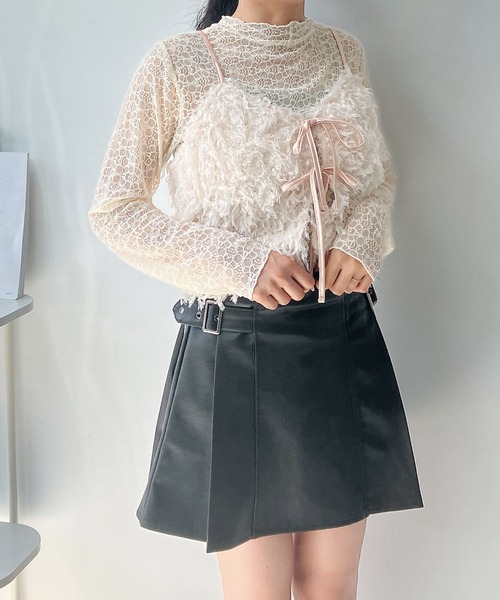 AS KNOW AS plus（アズノゥアズプラス）の「◇フェイクレザー ベルト付きプリーツミニスカート（スカート・レディース・ブラック系/ブラウン系・FREE）」の15枚目の写真