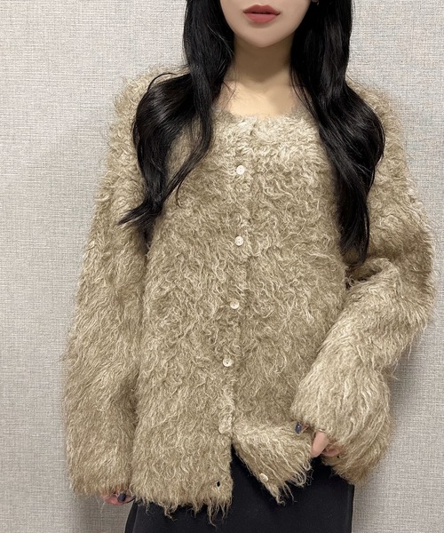 MILAE（ミレ）の「2WAYシャギーニットカーディガン（カーディガン/ボレロ・レディース・ブルー/アイボリー/グレイッシュベージュ・FREE）」の11枚目の写真