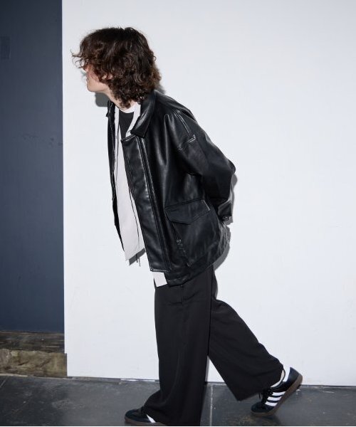 GLAZOS（グラソス）の「【大人向けサイズあり】合皮ブルゾン（ブルゾン・キッズ・ブラック・S/M/L/LL）」の3枚目の写真