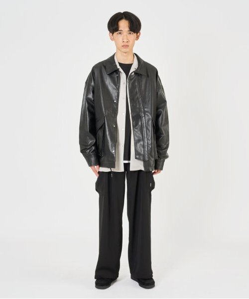 GLAZOS（グラソス）の「【大人向けサイズあり】合皮ブルゾン（ブルゾン・キッズ・ブラック・S/M/L/LL）」の4枚目の写真