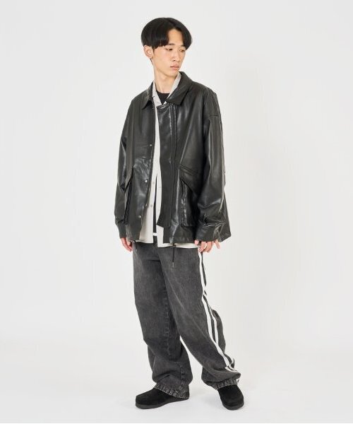 GLAZOS（グラソス）の「【大人向けサイズあり】合皮ブルゾン（ブルゾン・キッズ・ブラック・S/M/L/LL）」の5枚目の写真