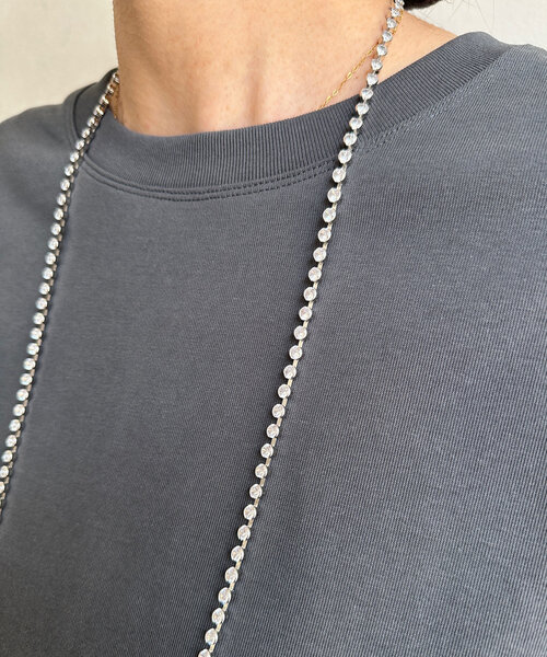 DouDou（ドゥドゥ）の「ラインストーンロングネックレス（ネックレス・レディース・シルバー・FREE）」の8枚目の写真