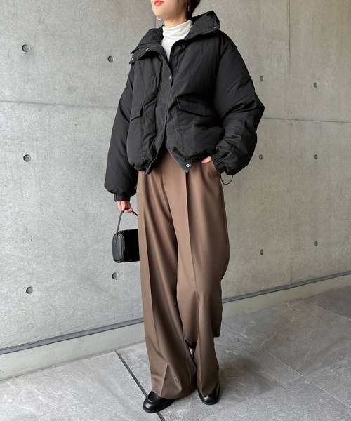 andme(アンドミー)の「ダブルポケット中綿ダウンジャケット(ダウンジャケット/コート・レディース・ブラック/アイボリー/グレー/ライトカーキ・M/L)」の12枚目の写真