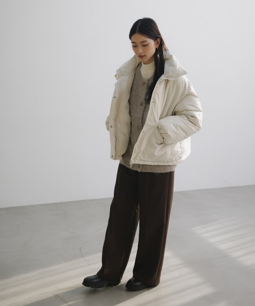 andme(アンドミー)の「ダブルポケット中綿ダウンジャケット(ダウンジャケット/コート・レディース・ブラック/アイボリー/グレー/ライトカーキ・M/L)」の20枚目の写真