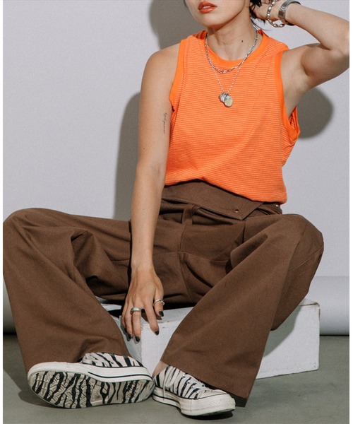 SUWDEE(スーディー)の「thin border tank top(タンクトップ・レディース・ネイビー/オレンジ/ピンク・FREE)」の3枚目の写真
