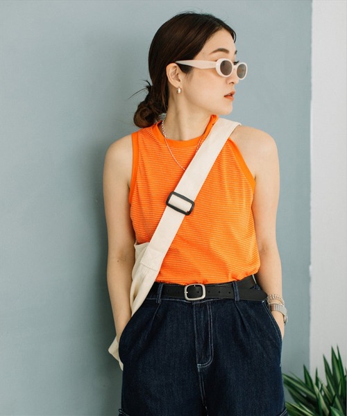 SUWDEE(スーディー)の「thin border tank top(タンクトップ・レディース・ネイビー/オレンジ/ピンク・FREE)」の21枚目の写真