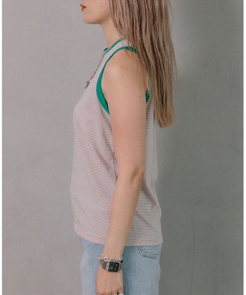 SUWDEE(スーディー)の「thin border tank top(タンクトップ・レディース・ネイビー/オレンジ/ピンク・FREE)」の9枚目の写真
