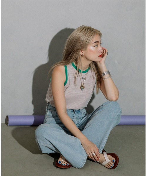 SUWDEE(スーディー)の「thin border tank top(タンクトップ・レディース・ネイビー/オレンジ/ピンク・FREE)」の11枚目の写真